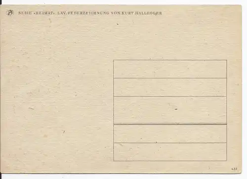 [Propagandapostkarte] Dt.- Reich (001337) Propagandakarte Motiv Heimat, Federzeichnung von Kurt Hallegger, ungebraucht. 