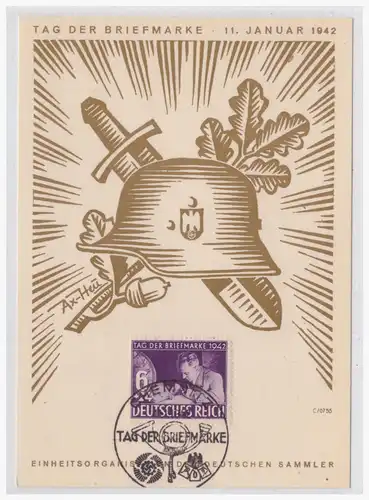 [Propagandapostkarte] DT-Reich (001413) Propagandakarte, Tag der Briefmarke, gestempelt Chemnitz am 6.1.1942, gelaufen ??. 