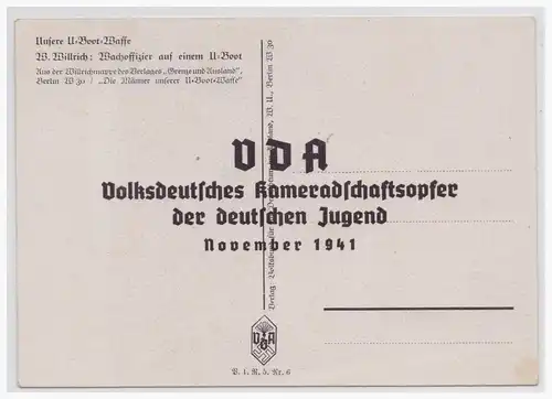 [Propagandapostkarte] Dt.- Reich (001424) Propagandakarte aus der Serie Unsere U-Boot Waffe Wachoffizier auf einem U-Boot, Willrich Karte ung. 