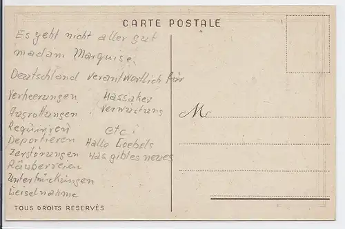[Propagandapostkarte] DT- Reich (001429) Französische Antipropagandakarte Madam Marguise ungebraucht Rückseitig deutsche Übersetzung. 