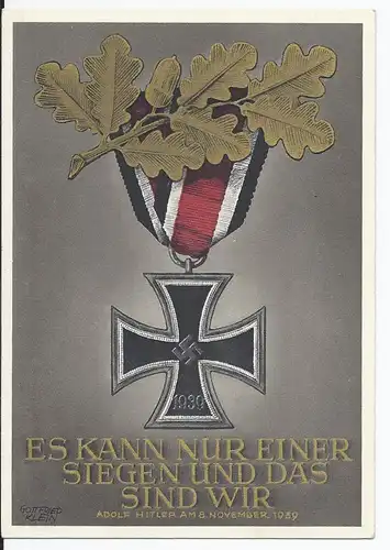 [Propagandapostkarte] Dt- Reich (001434) Propagandakarte "Es Kann nur einer Siegen und das sind Wir" gel. mit Propagandastempel Wiesbaden. 