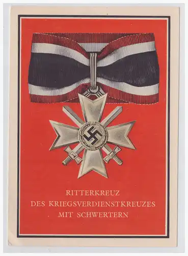 [Propagandapostkarte] DT- Reich (001442) Propagandakarte, 1939, Farbkarte "Ritterkreuz des Kriegsverdienstkreuzes", unge, Pahl Kriegsorden 11. 