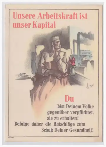 [Propagandapostkarte] DT- Reich (001446) Propagandakarte "Unsere Arbeitskraft ist unser Kapital" Herausgegeben Fa. Junghans Uhrerfabrik, unge. 