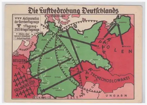 [Propagandapostkarte] DT- Reich (001463) Propagandakarte "Die Luftbedrohung Deutschlands, ungebraucht". 
