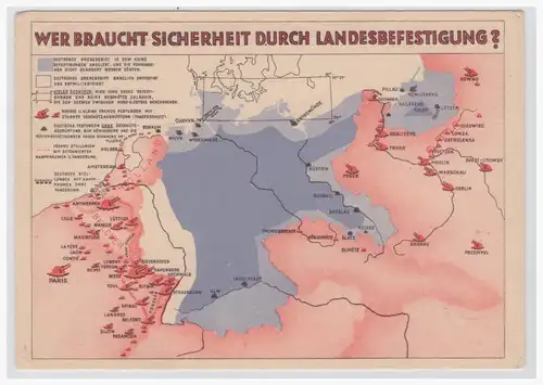 [Propagandapostkarte] DT- Reich (001466) Propagandakarte "Wer braucht Sicherheit Durch Landesbefestigung?, ungebraucht". 