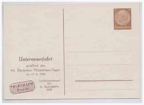 [Propagandapostkarte] DT-Reich (001480) Propaganda Privatganzsache PP122/ C92I/ 01 Unterweserfahrt, ungebraucht. 