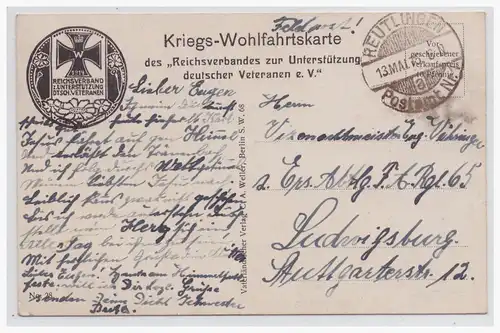 [Propagandapostkarte] DT- Reich (001482) Propagandakarte Hindenburg als Generalfeldmaschall gelaufen mit Feldpost am 13.5.1915 aus Reutlingen. 