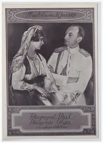 [Propagandapostkarte] DT- Reich (001490) Propagandakarte Staatsbesuch juni 1938 Prinzregent Paul, Prinzessin Olga von Jugoslawien blanco gst. 