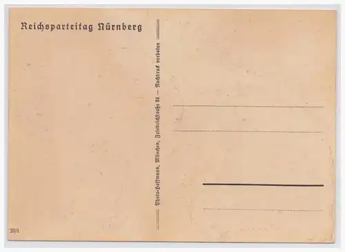 [Propagandapostkarte] DT- Reich (001508) Propagandakarte Reichsparteitag Grossdeutschland Nürnberg 1938, ungebraucht. 