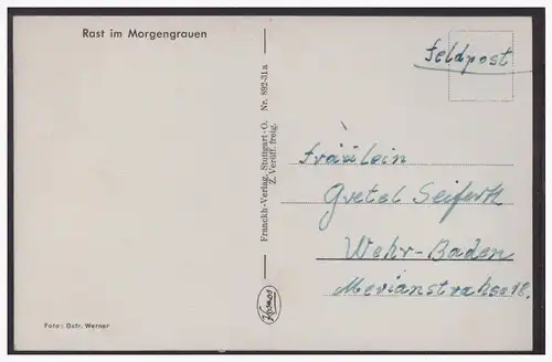 [Propagandapostkarte] Dt.- Reich (001514) Propagandakarte Rast im Morgengrauen, ungebraucht. 