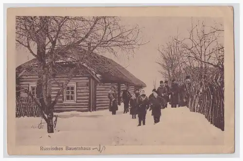 [Propagandapostkarte] Dt.- Reich (001543) WK I Ansichtskarte Russisches Bauernhaus ungelaufen mit Text vom 28.5.1917. 