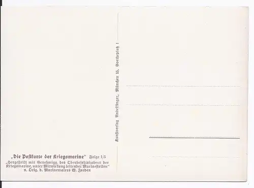 [Propagandapostkarte] DT- Reich (001566) Propagandakarte "Postkarte der Kriegsmarine", Kreuzer "Leipzig" vor Wilhelmshaven. 