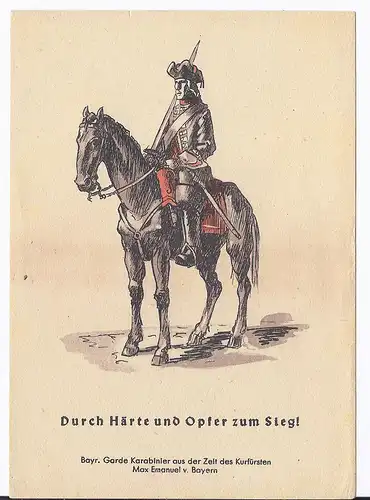 [Propagandapostkarte] DT- Reich (001585) Propagandakarte Durch Härte und Opfer zum Sieg!, Feldpostkarte Hg: Stellv. Generalkommando VII. A.K. 