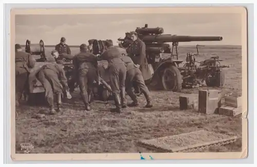 [Propagandapostkarte] Dt- Reich (001680) Propagandakarte Flaggeschütz in Feuerbereitschaft bringen, echte Fotografie,gel. mit Feldpost Breslau. 