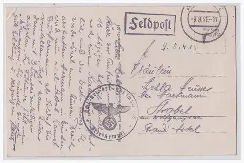 [Propagandapostkarte] Dt- Reich (001683) Propagandakarte Kaserne gelaufen Schwere Artellerie Briefstempel, gelaufen am 9.8.1941. 