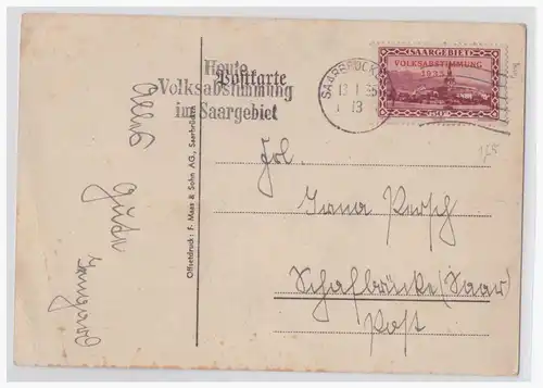 [Propagandapostkarte] Dt- Reich (001688) Propagandakarte Wir starben für Dich! Und Du?, Volksabstimmung am 13.1.1935, gelaufen Saarbrücken. 