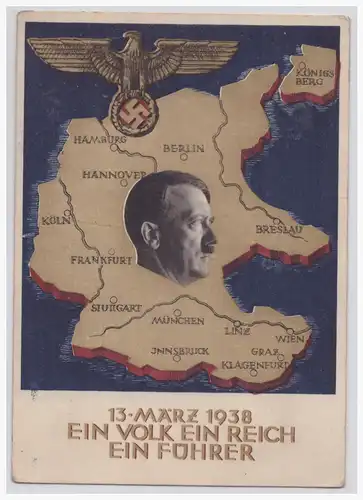 [Propagandapostkarte] DT-Reich (001712) Propagandakarte "Ein Volk, Ein Reich, Ein Führer!!" mit 2 versch. Sonderstempeln keine Ganzsache!!. 