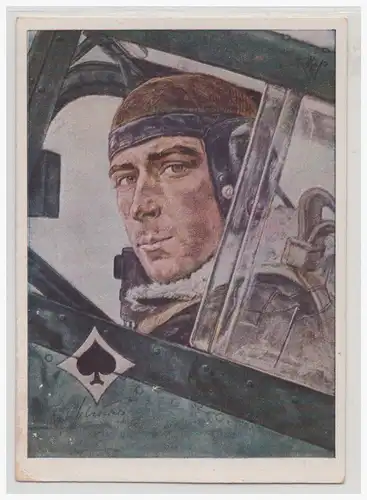 [Propagandapostkarte] Dt.- Reich (001736) Propagandakarte Oberst Mölders einer unserer erfolgreichsten Jagtflieger Willrich Karte, ungebraucht. 