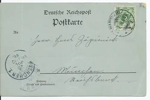 [Ansichtskarte] AK Mannheim (001786) Hafenpartie mit Lagerhaus, gelaufen am 25.7.1898. 