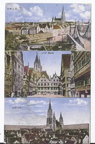 [Ansichtskarte] AK Ulm (001787) Dom, Markt, gelaufen am mit Feldpost am 4.12.1916. 