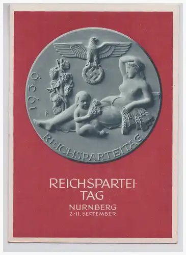 [Propagandapostkarte] Dt.- Reich (001866) Propaganda Ganzsache Reichsparteitag des Friedens 1939, ungebraucht, Festpostkarte. 