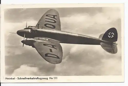 [Ansichtskarte] Dt.- Reich (001924) Propagandakarte Heinkel Schnellflugzeug HE111, ungebraucht. 