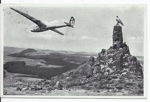 [Ansichtskarte] Dt.- Reich (001932) Propagandakarte Segelflieger, gelaufen vom 4.MG/E/I.R.57 mit Lagerstempel Wildröhn am 27.4.1938. 