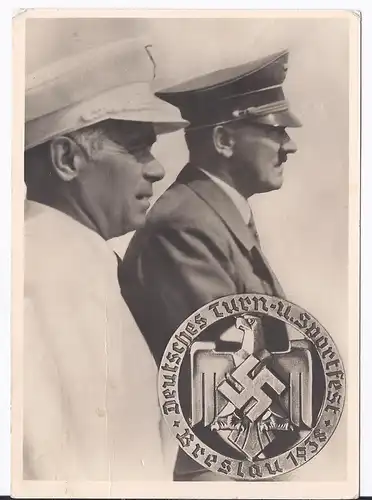 [Ansichtskarte] DT- Reich (001940) Propagandakarte Amtliche Festpostkarte Deutsches Turn und Sportfest Breslau 1938, gelaufen 29.7.1938. 