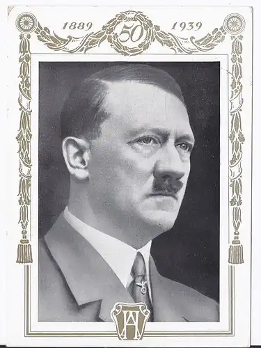 [Ansichtskarte] DT- Reich (001941) Propagandakarte Geburtstagskarte des Führers zum 50. blanco gestempelt mit SST Berlin 20.4.1939. 