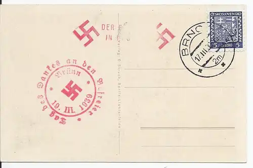Sudetenland (001949) Propagandakarte "Unser Führer" mit Sonderstempel blanco gestempelt aus dem Sudetenland