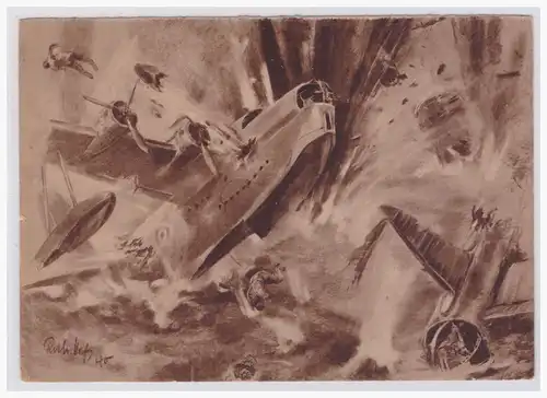 [Ansichtskarte] DT- Reich Propagandakarte (002021) Mitten im Ziel! Deutscher Bombentreffer, entnommen aus "Der Adler", ungebraucht. 