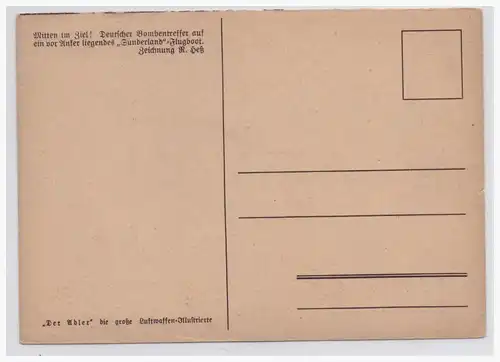 [Ansichtskarte] DT- Reich Propagandakarte (002021) Mitten im Ziel! Deutscher Bombentreffer, entnommen aus "Der Adler", ungebraucht. 