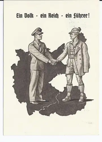 [Ansichtskarte] DT- Reich (002030) Propagandakarte "Ein Volk - Ein Reich - Ein Führer" mit passenden Sonderstempel gelaufen Wien den 10.4.1938. 