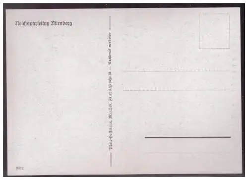 [Propagandapostkarte] Dt- Reich (W00028) Propagandakarte farbig, Reichsparteitag Nürnberg Hoffmannkarte 38/2, Adler auf Sockel, ungebraucht. 