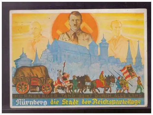 [Propagandapostkarte] Dt- Reich (W00112) Propagandakarte Nürnberg die Stadt der Reichsparteitage, gelaufen Nürnberg am 1.9.1933. 