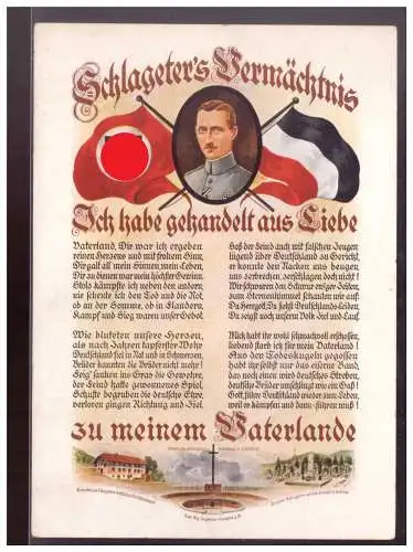 [Propagandapostkarte] Dt- Reich (W00148) Propagandakarte Schlageter`s Vermächtnis Ich habe gehandelt aus Liebe zu meinem Vaterlande, ungebr. 