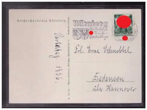 [Propagandapostkarte] Dt Reich (W00167) Propagandakarte Reichs-Parteitag- Nürnberg Hoffmannkarte gelaufen Nürnberg 1936. 