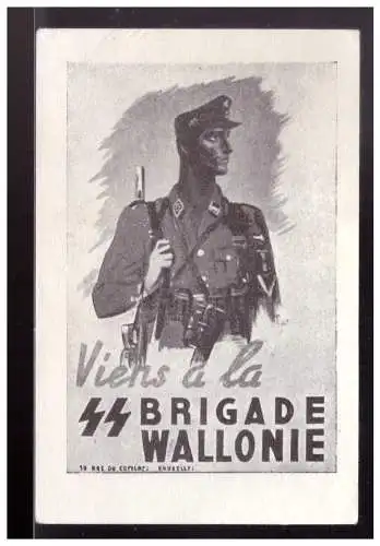 [Propagandapostkarte] Dt- Reich (W00172) Propagandakarte Viens a la SS Brigade Wallonie, ungebraucht. 