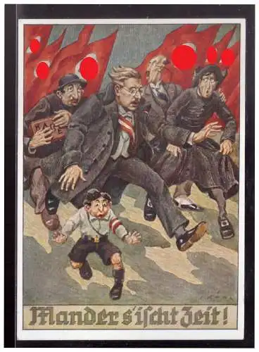 [Propagandapostkarte] Dt- Reich (W00180) Propagandakarte Judeika Mander s'ischt Zeit!, mit SST Ausstellung der ewige Jude. 