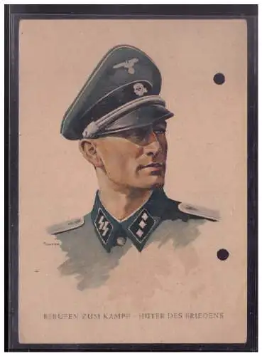 [Propagandapostkarte] Dt- Reich (W00181) Extrem seltene Propagandakarte Waffen SS Berufen zum Kampf Hüter des Friedens, gelaufen von KLV Lager. 