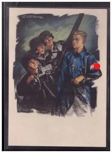 [Propagandapostkarte] Dt- Reich (W00185) Propagandakarte Kriegseinsatz der Hitlerjugend, Luftwaffenhelfer, mit ST Aalen und Adresse. 