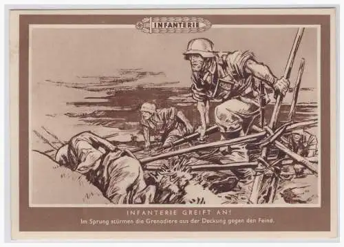 [Propagandapostkarte] Dt.- Reich (003552) Propagandakarte Infanterie, Infanterie Greift an, ungebraucht. 