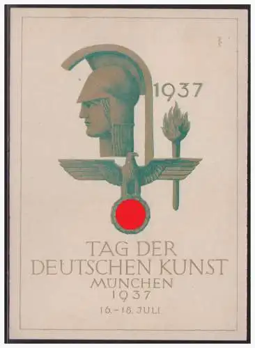 [Propagandapostkarte] DT- Reich (003973) Propagandakarte "Tag der Deutschen Kunst, München 1937" ungebraucht. 