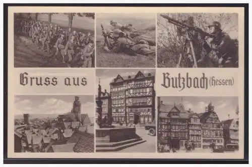 [Propagandapostkarte] Dt-Reich (004012) Propagandakarte Gruss aus Butzbach (Hessen), Unsere Wehrmacht, Rückseitig blanco Feldpoststempel, unge. 