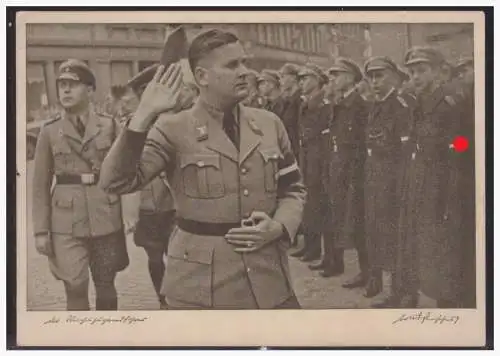 [Propagandapostkarte] Dt-Reich (004017) Propagandakarte Baldur von Schirach, Reichsjugendführer, blanco gestempelt mit Befreiungsstempel Asch. 