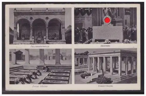 [Propagandapostkarte] Dt- Reich (005018) Propagandakarte München, Feldherrenhalle, Mahnmal, Ewige Wache, Ehrentempel, gelaufen 1937 München. 