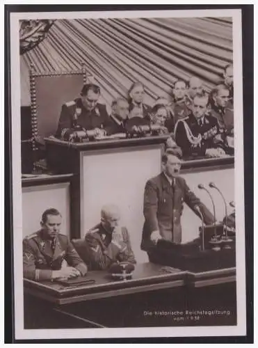 [Propagandapostkarte] Dt.-Reich (005102) Propagandakarte Die Historische Reichtagssitzung vom 1.9.1939, Beginn 2. Weltkrieg, ungebraucht!!. 