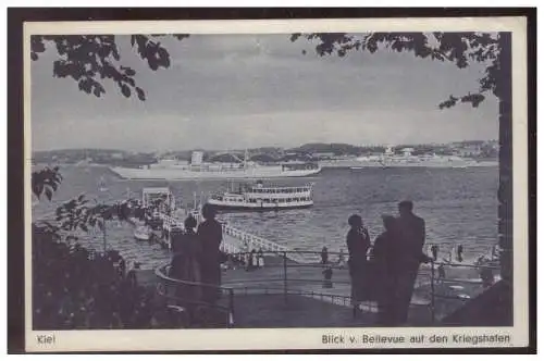 [Propagandapostkarte] Dt- Reich (006166) Propaganda AK Kiel-Blick v. Bellevue auf den Kriegshafen, gelaufen mit Feldpost aus Kiel. 