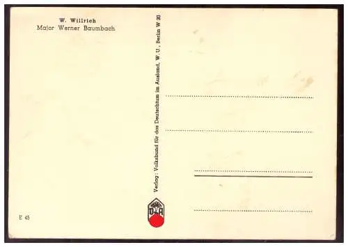 [Propagandapostkarte] Dt- Reich (006432) Propagandakarte W.Willrich, Major Werner Baumbach, ungebraucht. 