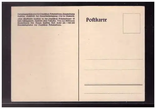 [Propagandapostkarte] Dt- Reich (024216) Propagandakarte Das schaffende Sachsen in der Deutschen Arbeitsfront, ungebraucht. 